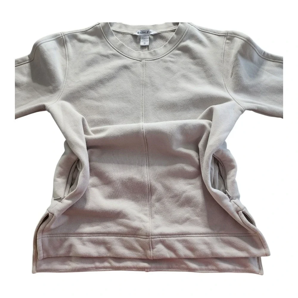 Athleta Retroplush Crew Neck Sweatshirt Size XS Extra Small Gym Sport Cozy - Picture 8 of 10